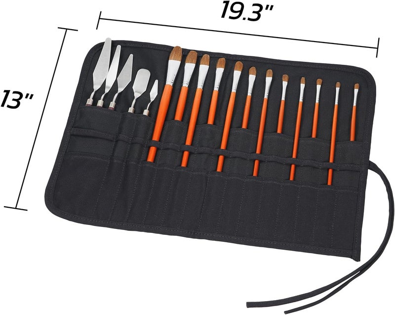 ECHSRT Paint Brush Holder Roll Up Case Storage for Artist Acrylic Oil Watercolor, Holders and Organizers 30 Slots，Black - Image 5